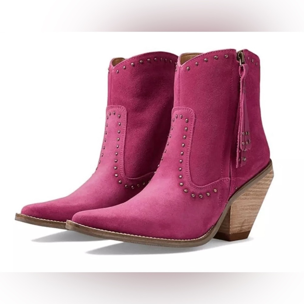NWB DINGO FUCHSIA‎ SUEDE LEATHER CLASSY N’SASSY Snip Toe Cowgirl Western Boots - Picture 5 of 16